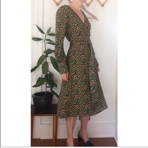 Halogen wrap dress floral print midi length